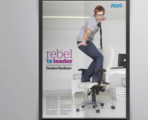 Atos: Auftrag über Akima Media - Zwei HR-Kampagnen, Poster, Visitenkarten, Flyer, Online-Banner, Stellenanzeigen