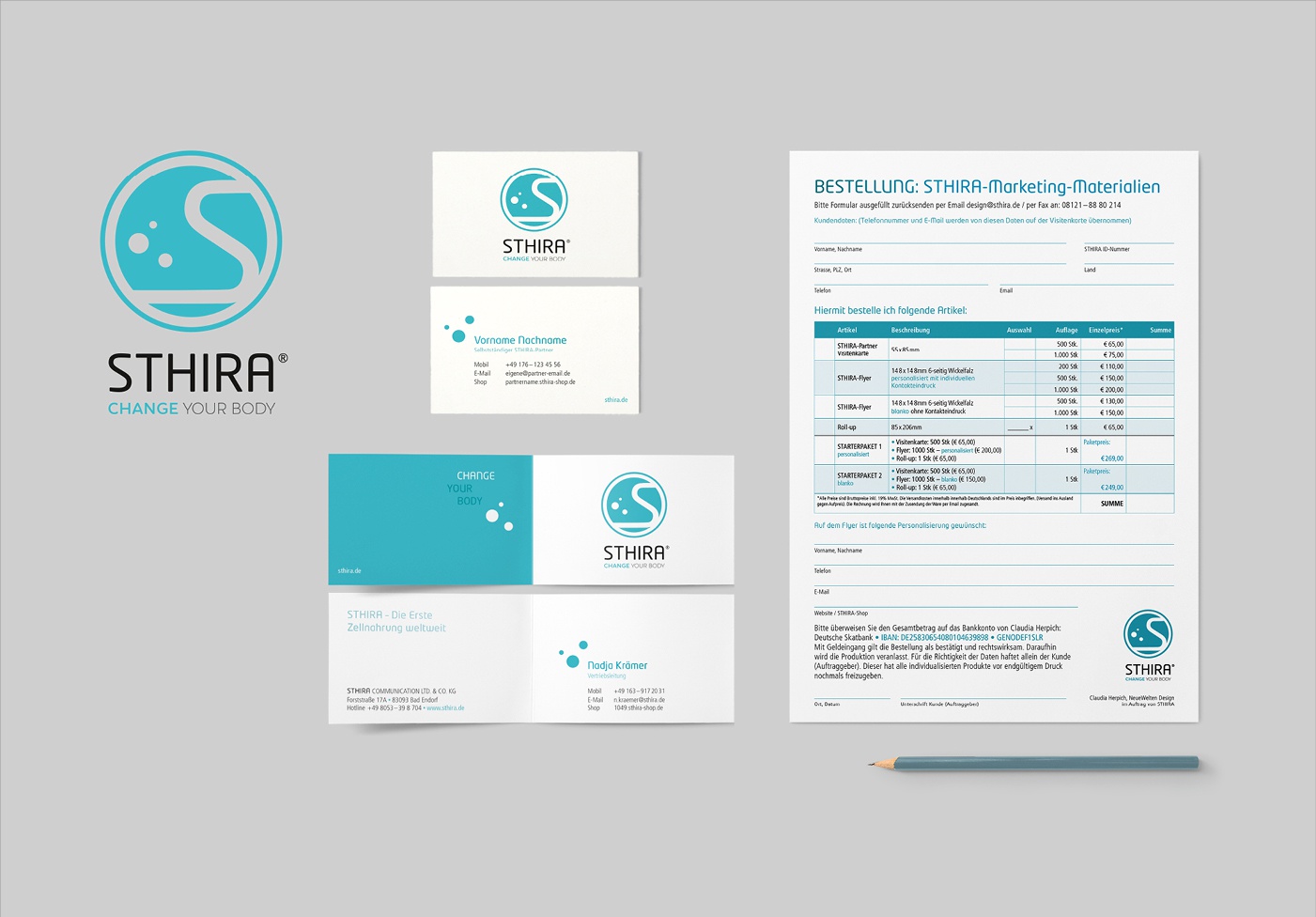 STHIRA: Logo und Corporate Design / Anzeigenkampagne mit 12 Motiven: Konzept, Icons, Grafik und Claims.