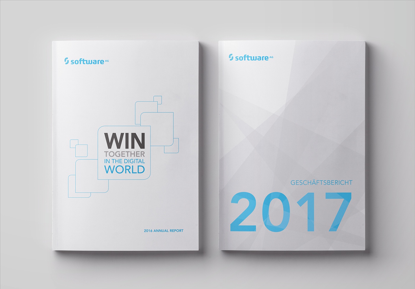 Software AG: Imagebroschüre in Deutsch und Englisch, Konzeption: Covergestaltung, Layout, Umsetzung, Infografiken, Bildbearbeitung, Reinzeichnung und Druckausgabe
