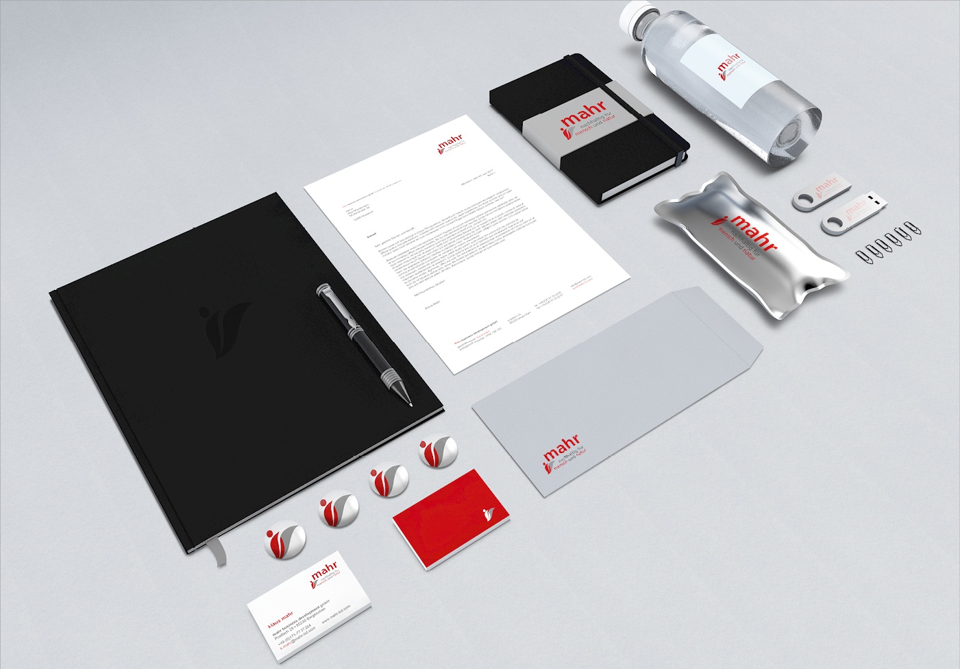 mahr business development GmbH – Coroprate Design: mahr business developement – Corporate Design, Redesign Logo, Geschäftsausstattung inkl. Wordvorlagen, Website, Konzept zur Logoverwendung und Give aways