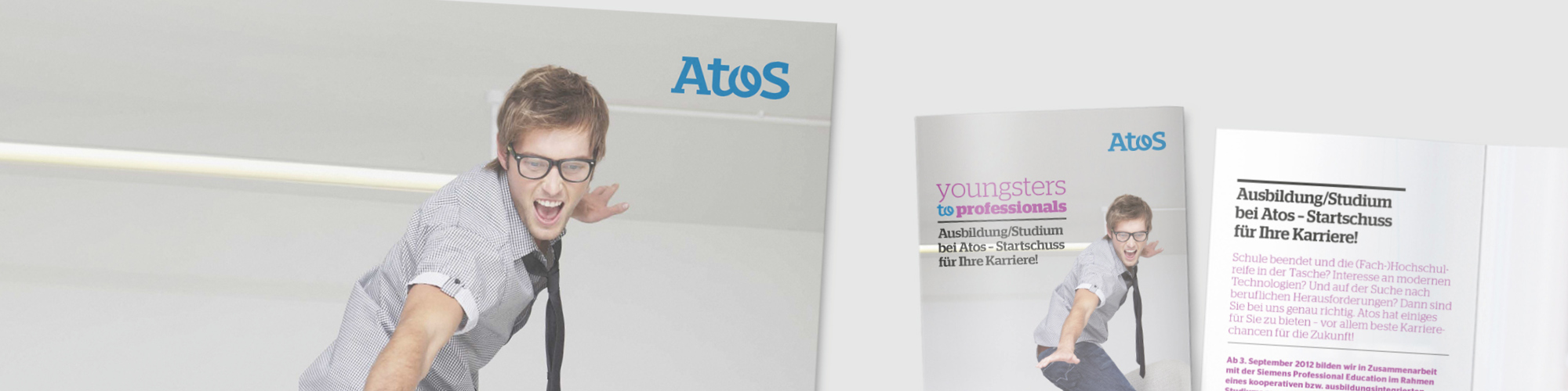 Atos: Auftrag über Akima Media - Zwei HR-Kampagnen, Poster, Visitenkarten, Flyer, Online-Banner, Stellenanzeigen